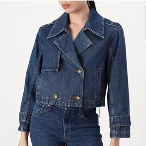 Abercrombie & Fitch Women’s Blue Jean‎ Jacket Cropped Moto Style Size M